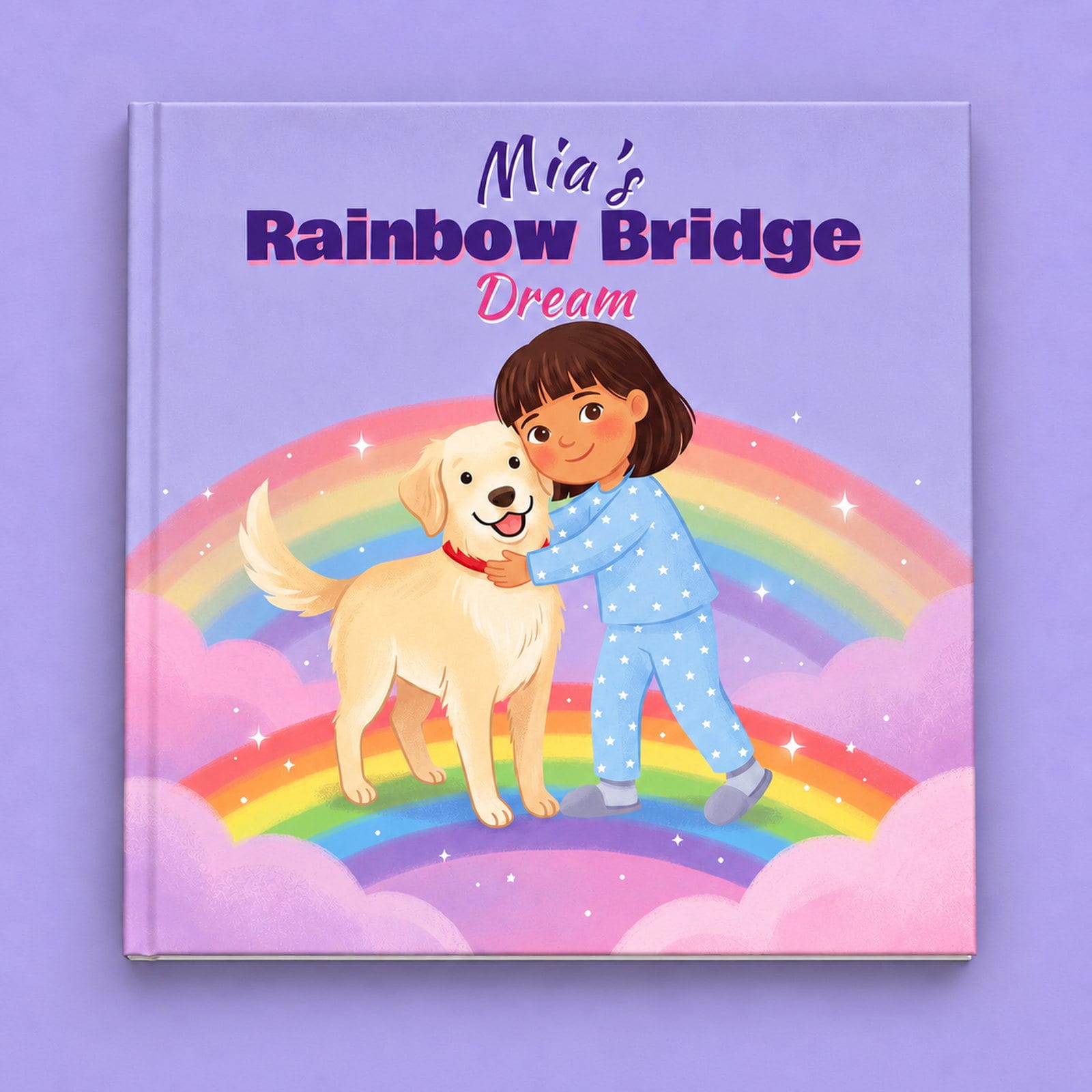 The personalised hardcover sample, showing the title and example child.