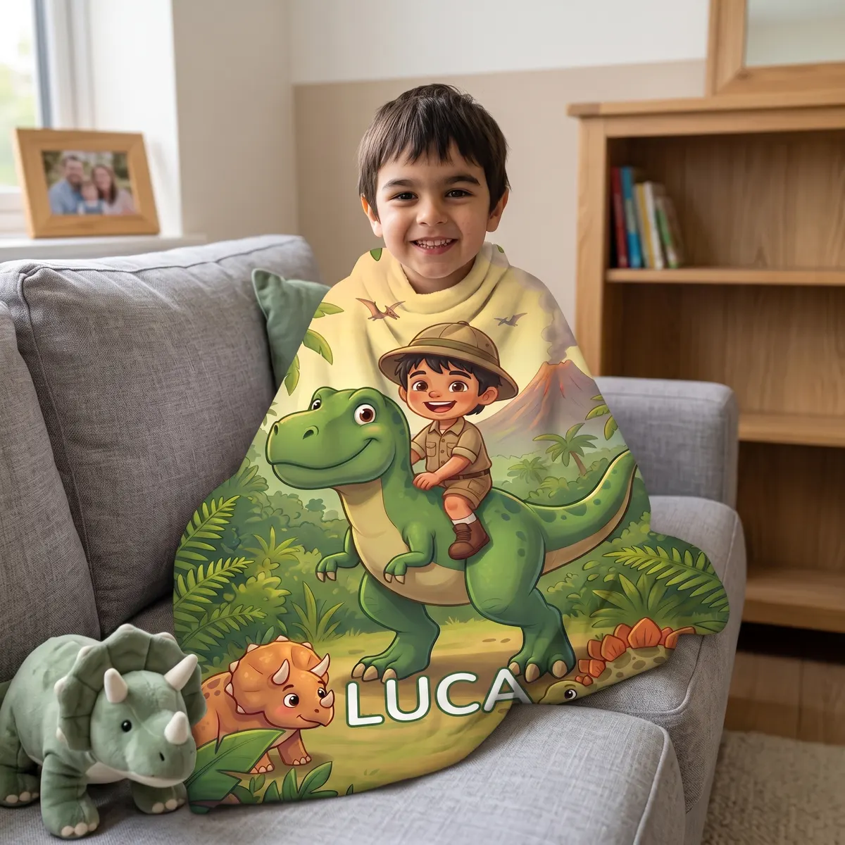 Gepersonaliseerde deken - Dinojungle, Afbeelding 2 van 6
