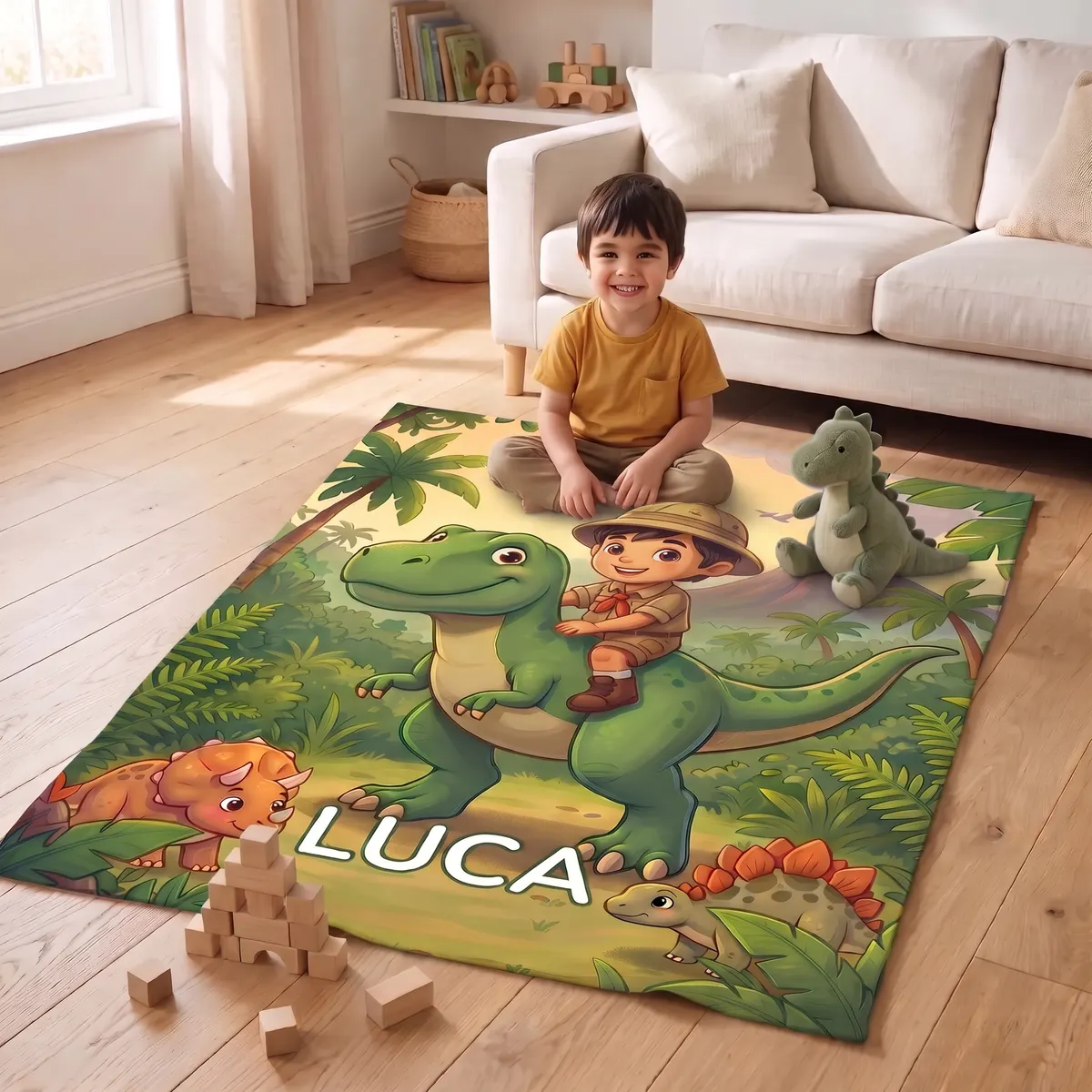 Gepersonaliseerde deken - Dinojungle, Afbeelding 3 van 6