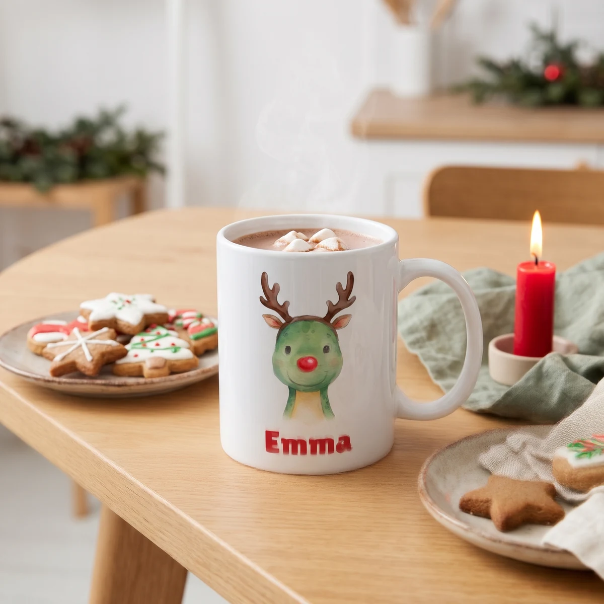 Gepersonaliseerde mok - Dino-kerstchocolade, Afbeelding 3 van 6