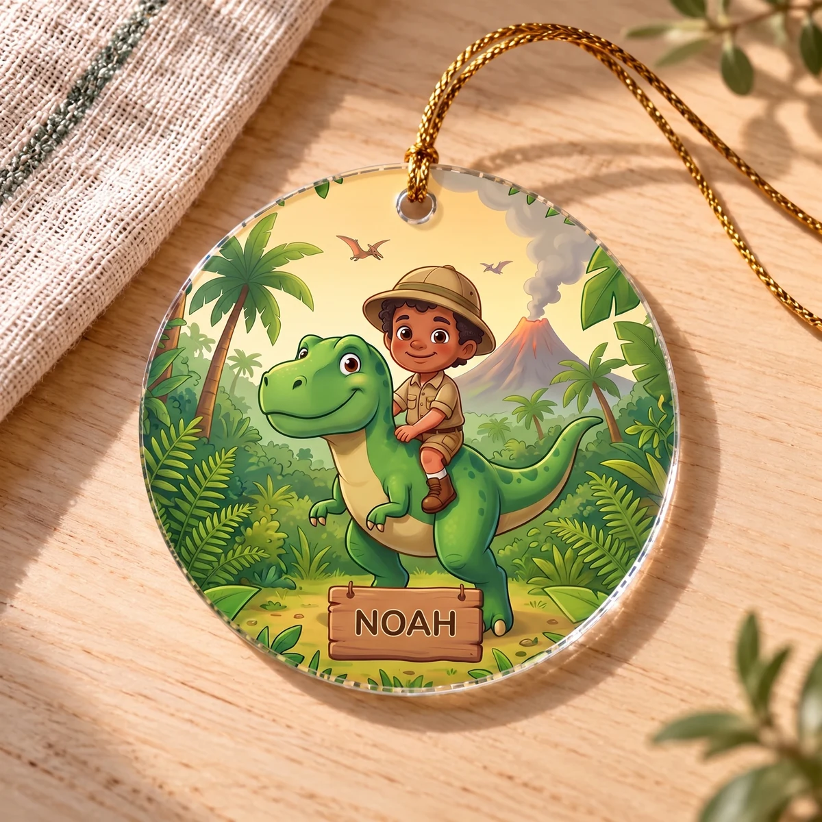 Adorno de acrílico personalizado - Selva de dinos, Imagen 3 de 6