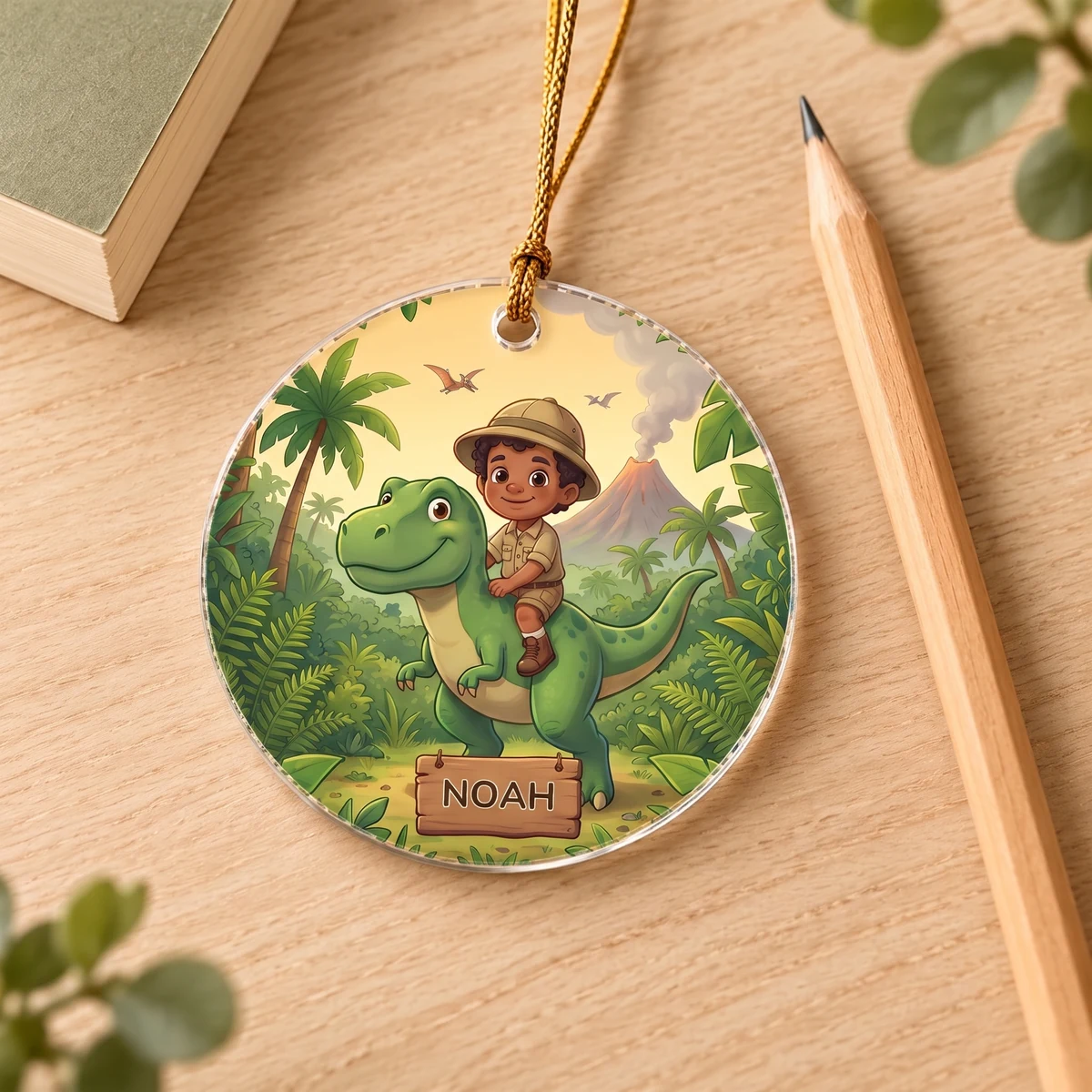 Adorno de acrílico personalizado - Selva de dinos, Imagen 5 de 6