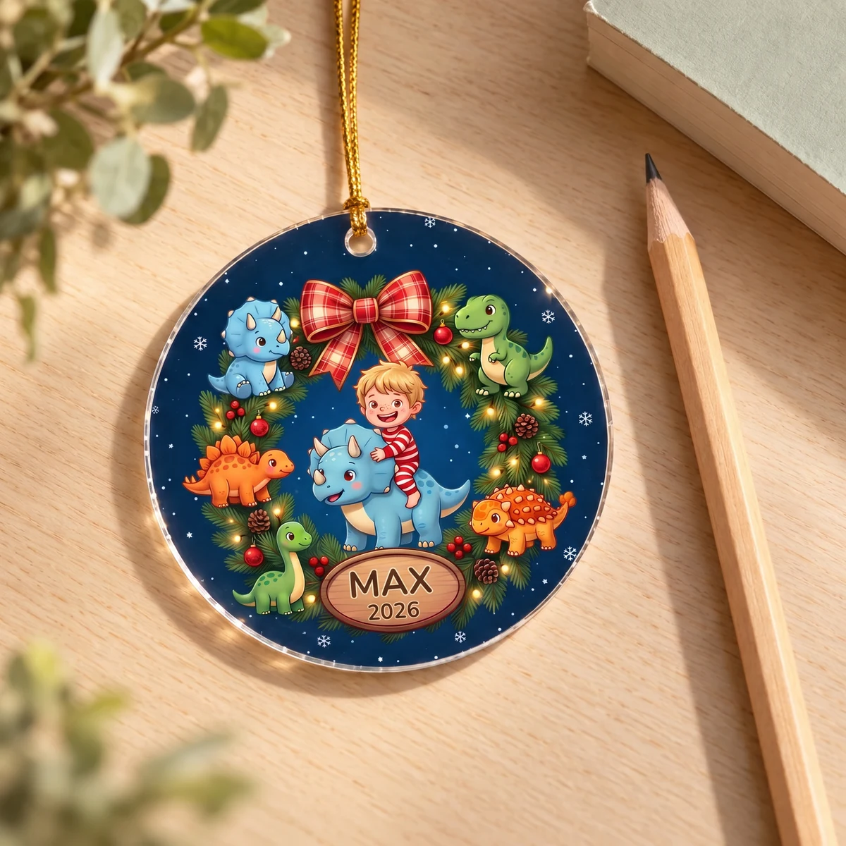 Gepersonaliseerd acrylornament - Dinokrans, Afbeelding 5 van 6