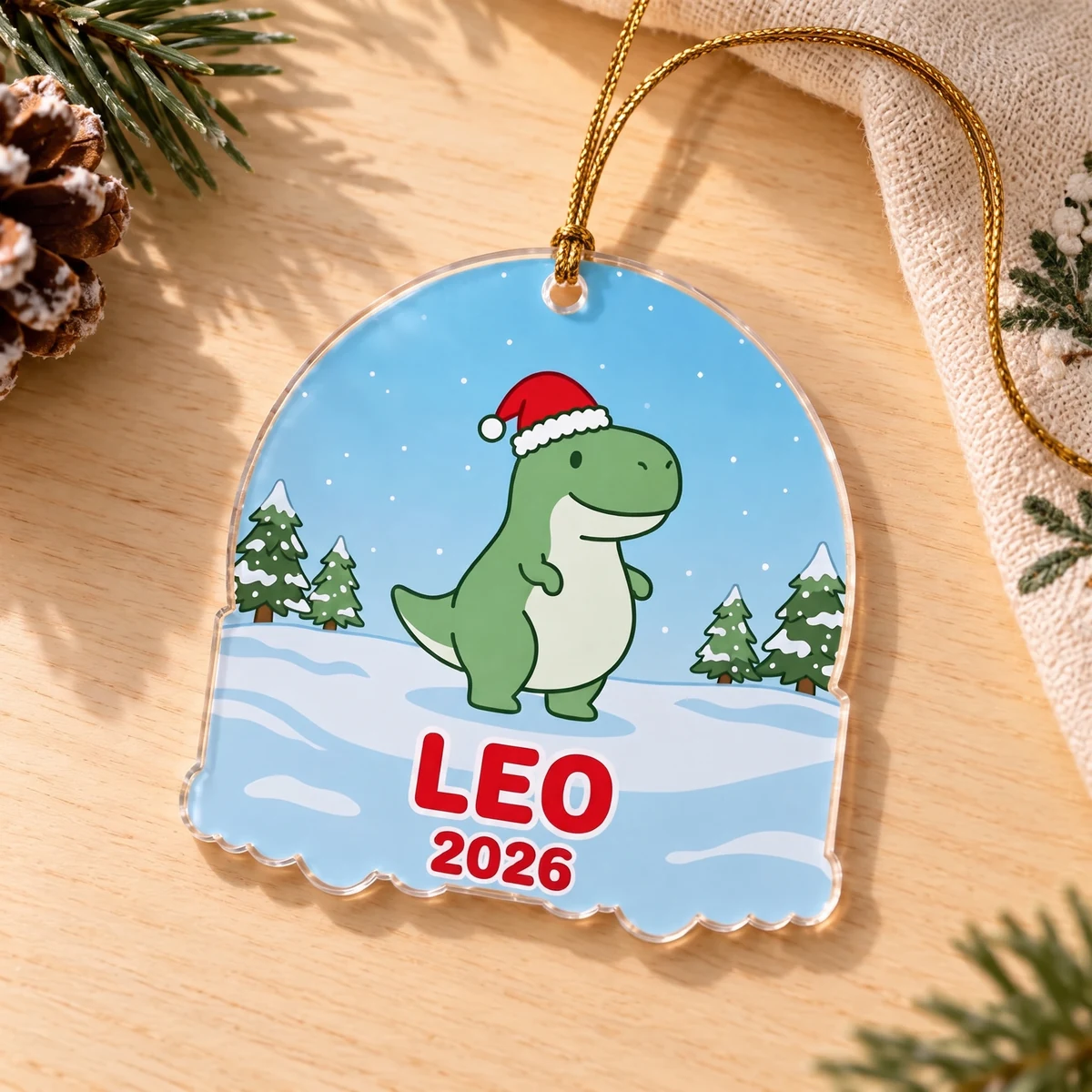 Gepersonaliseerd acrylornament - Naamdino, Afbeelding 3 van 5