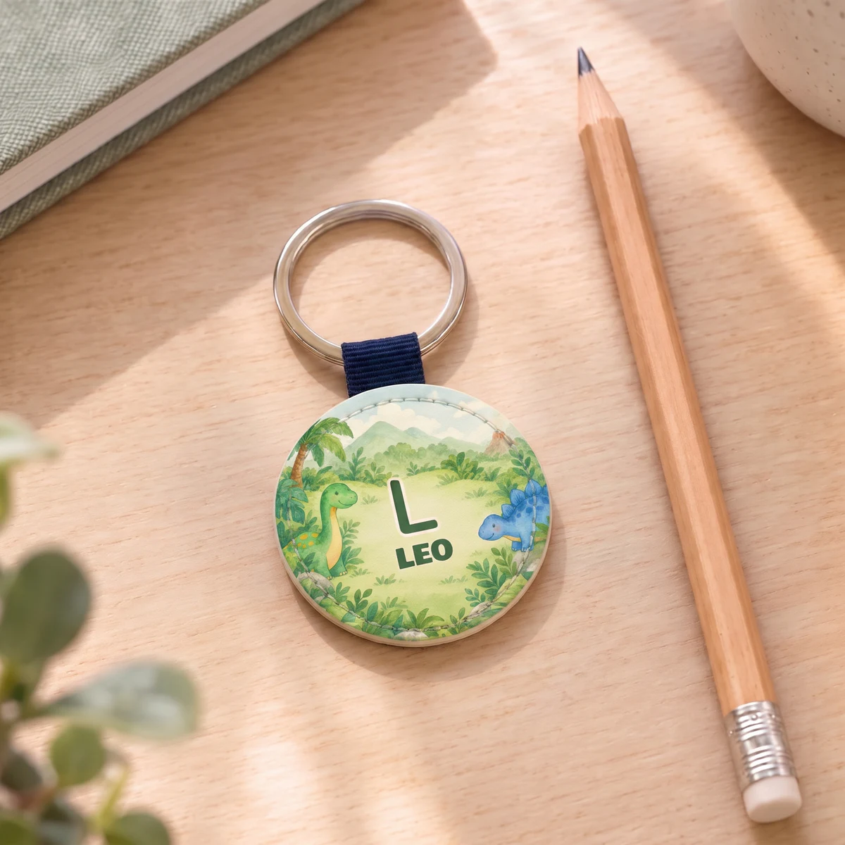 Llavero personalizado de piel sintética - Mundo verde de dinos, Imagen 5 de 6