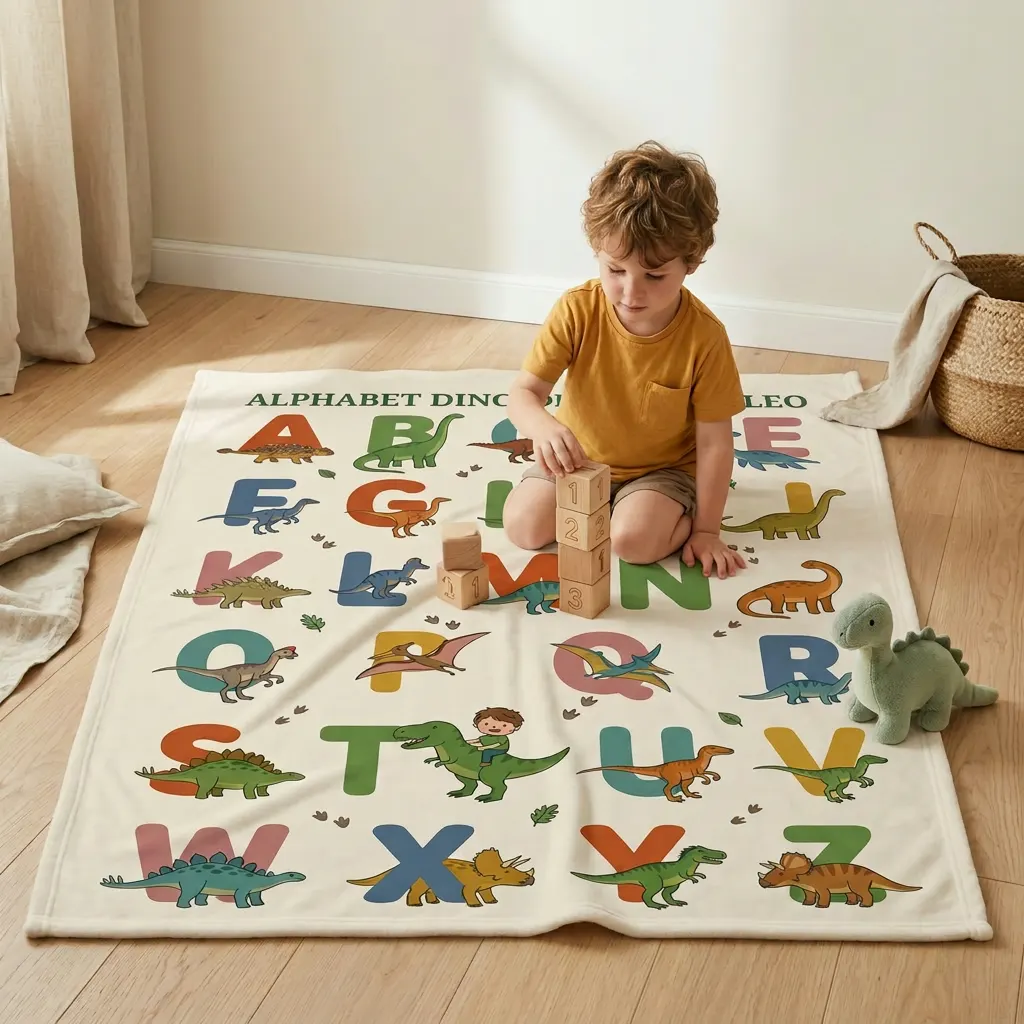 Plaid personnalisé - Alphabet dino, Image 3 sur 5
