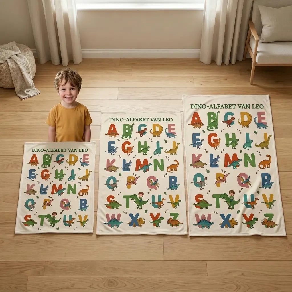 Gepersonaliseerde deken - Dino-alfabet, Afbeelding 5 van 5