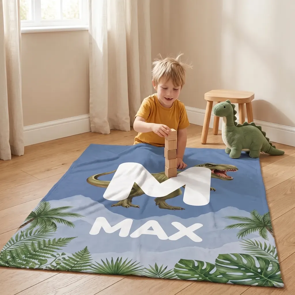 Personalisierte Kuscheldecke - Dino-Initiale, Bild 3 von 7