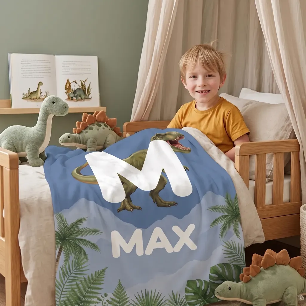 Personalisierte Kuscheldecke - Dino-Initiale, Bild 4 von 7