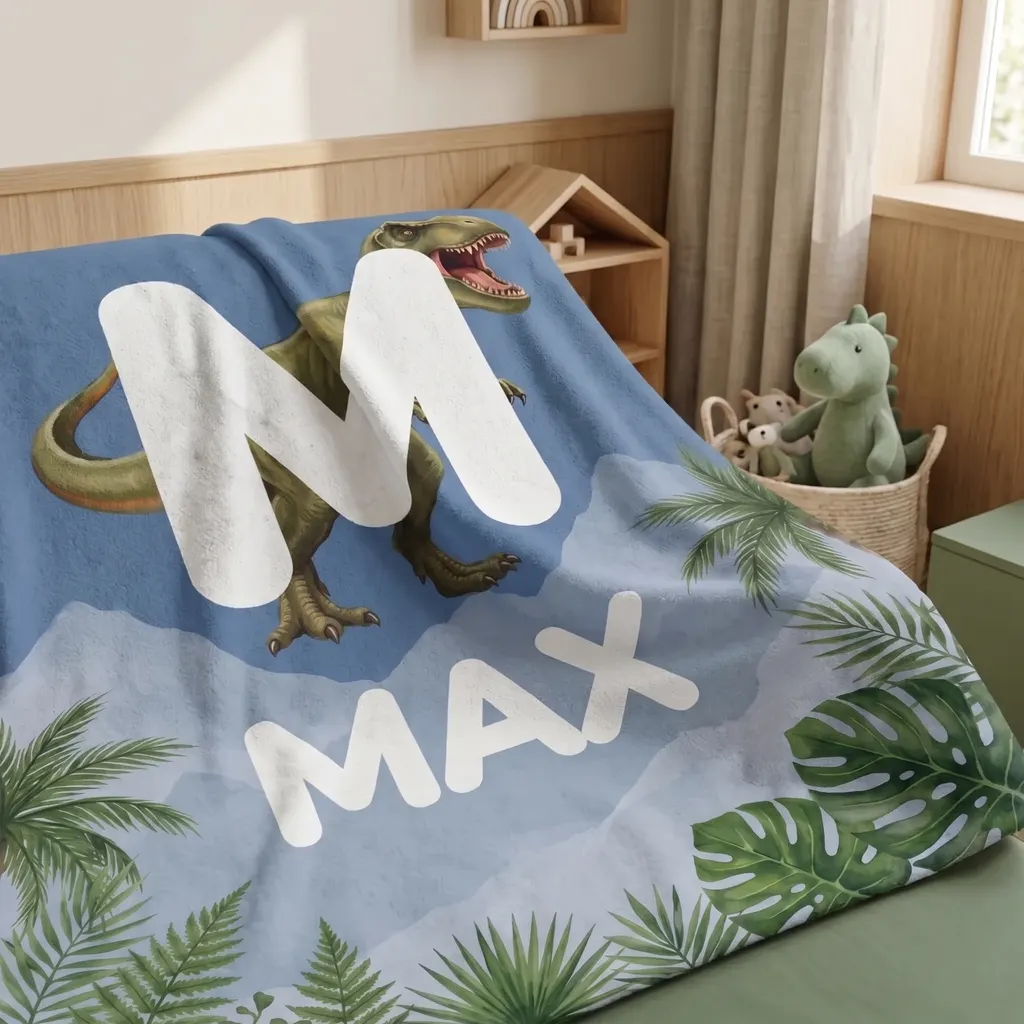 Personalisierte Kuscheldecke - Dino-Initiale, Bild 6 von 7