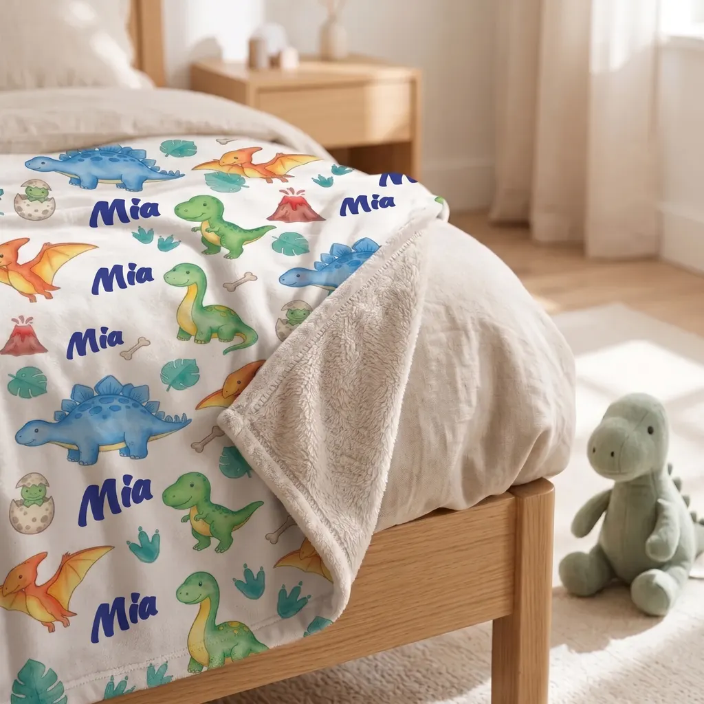 Personalisierte Kuscheldecke - Dino-Muster, Bild 6 von 6