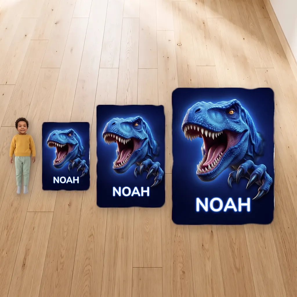 Plaid personnalisé - T-Rex bleu, Image 5 sur 6