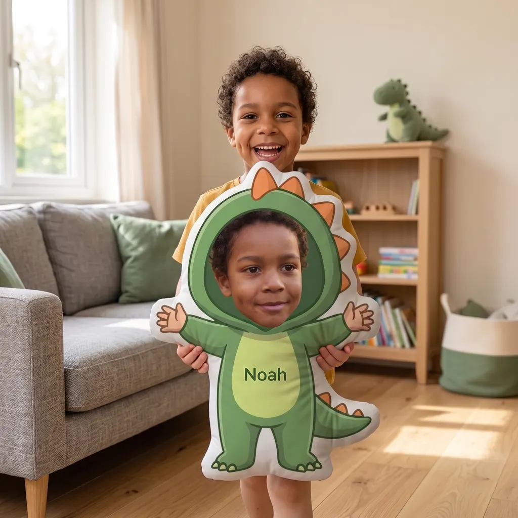 Gepersonaliseerd vormkussen - Dinopak, Afbeelding 2 van 5