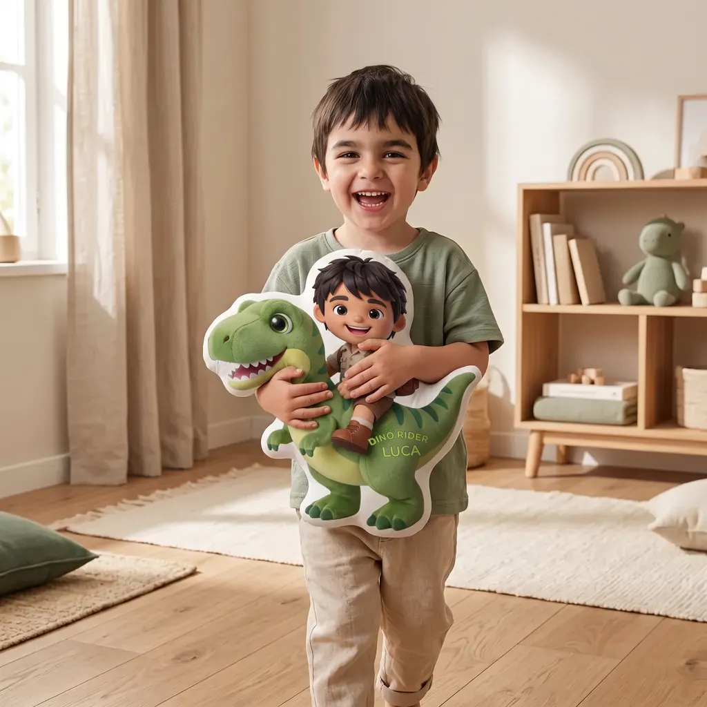 Cuscino sagomato personalizzato - Dino Rider, Immagine 3 di 6
