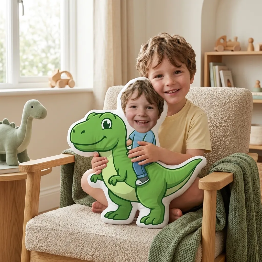 Gepersonaliseerd vormkussen - Knuffeldino, Afbeelding 2 van 6