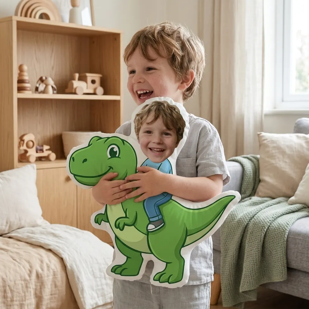 Gepersonaliseerd vormkussen - Knuffeldino, Afbeelding 3 van 6