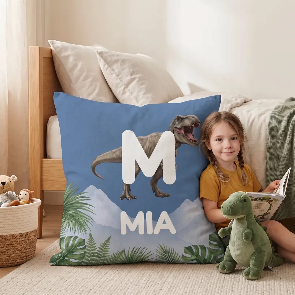 Personalisiertes Kissen - Dino-Initiale, Bild 3 von 7
