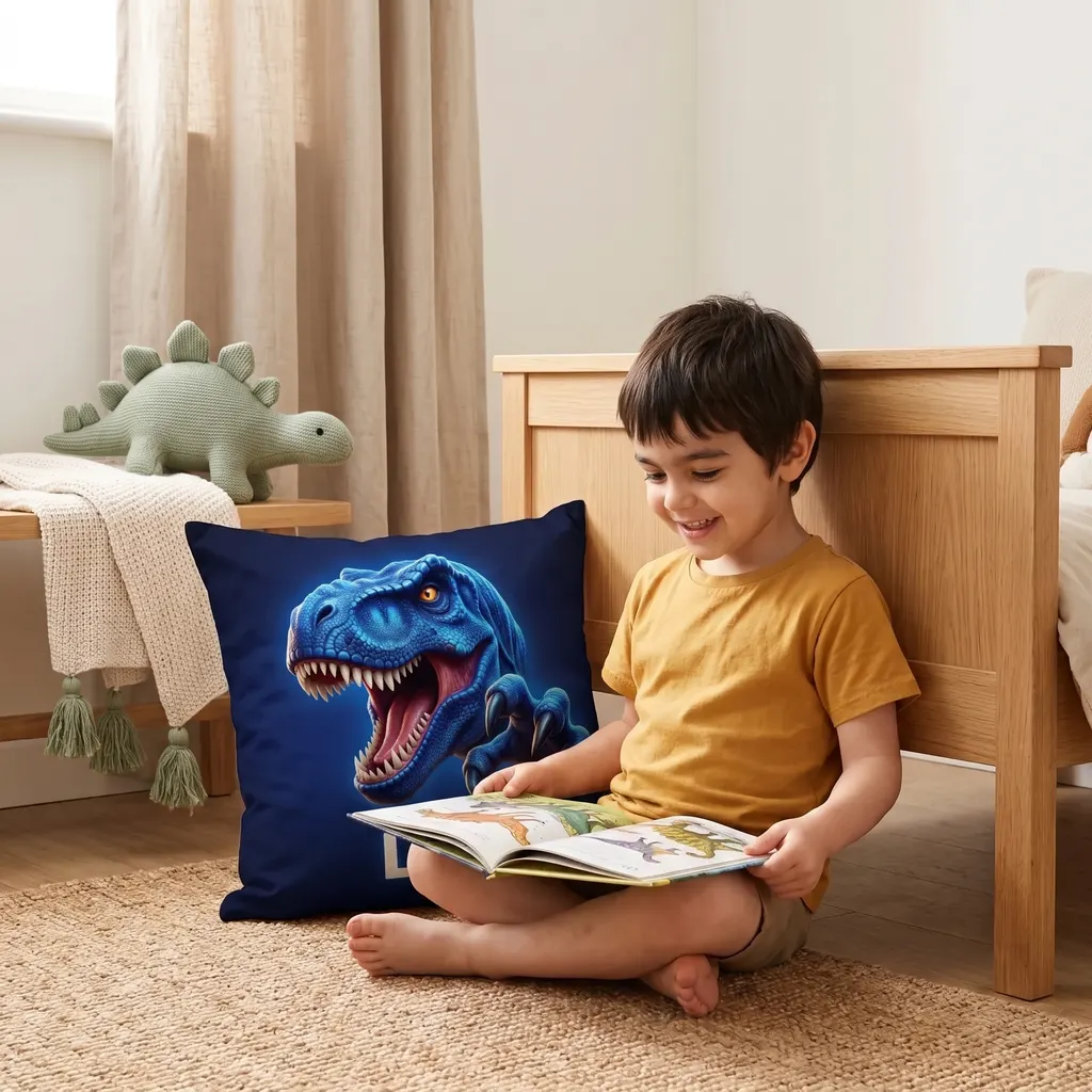 Cuscino personalizzato - T-Rex blu, Immagine 3 di 6