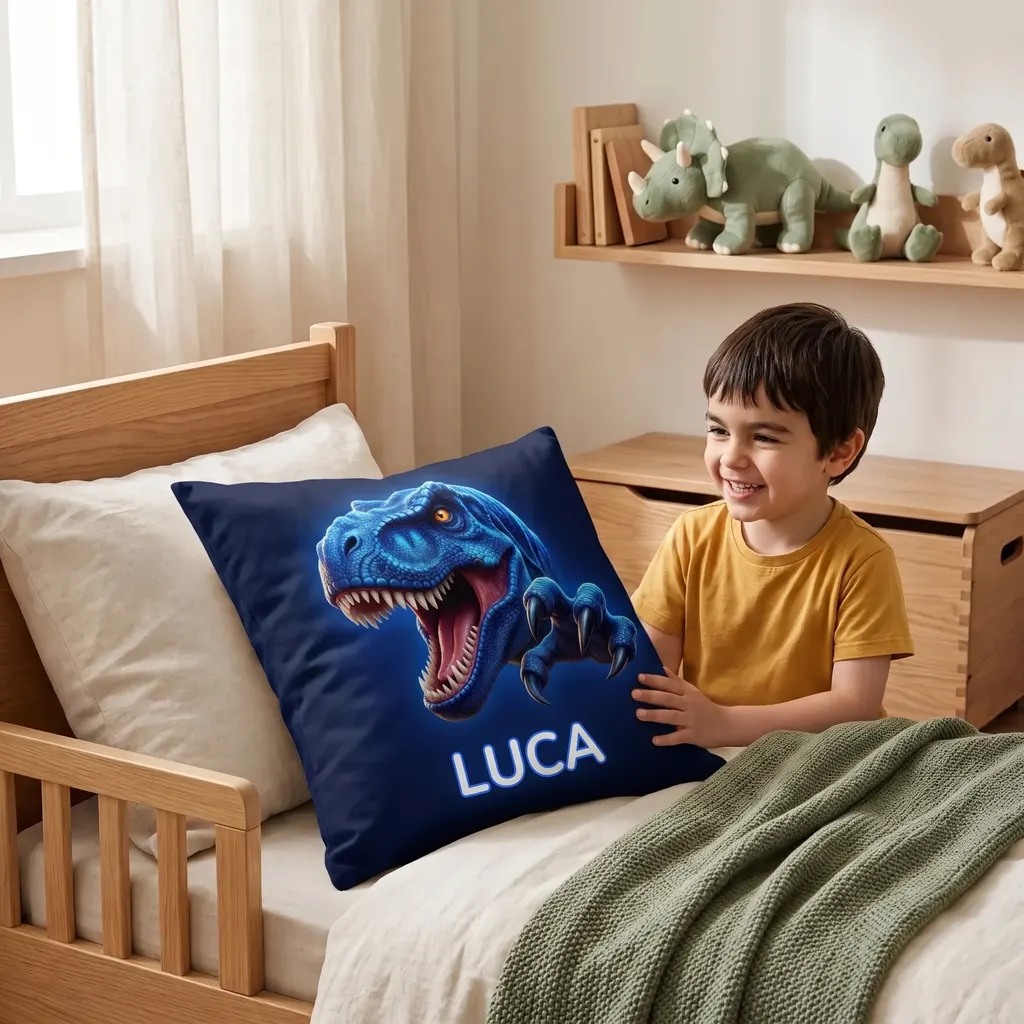 Cuscino personalizzato - T-Rex blu, Immagine 4 di 6