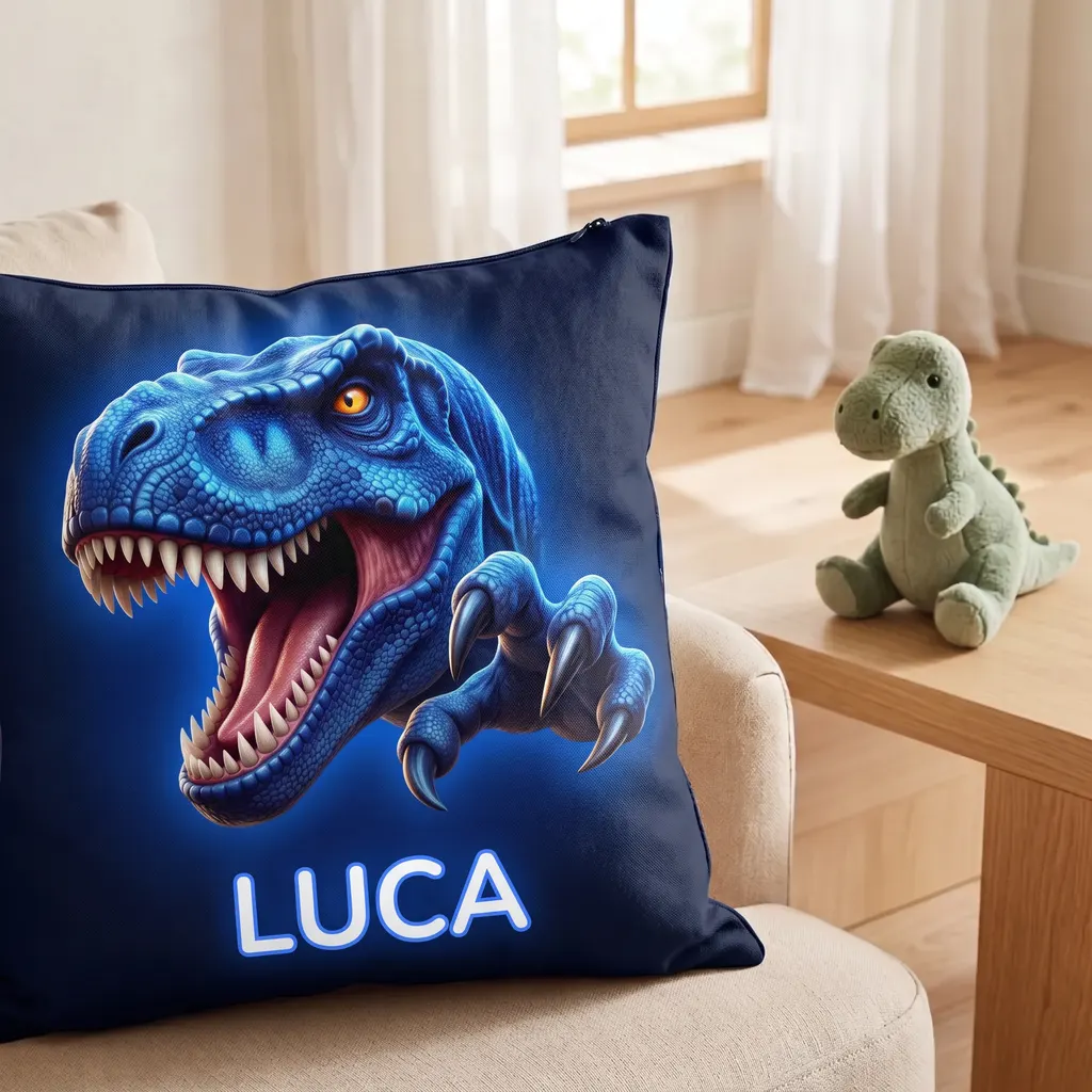 Cuscino personalizzato - T-Rex blu, Immagine 6 di 6