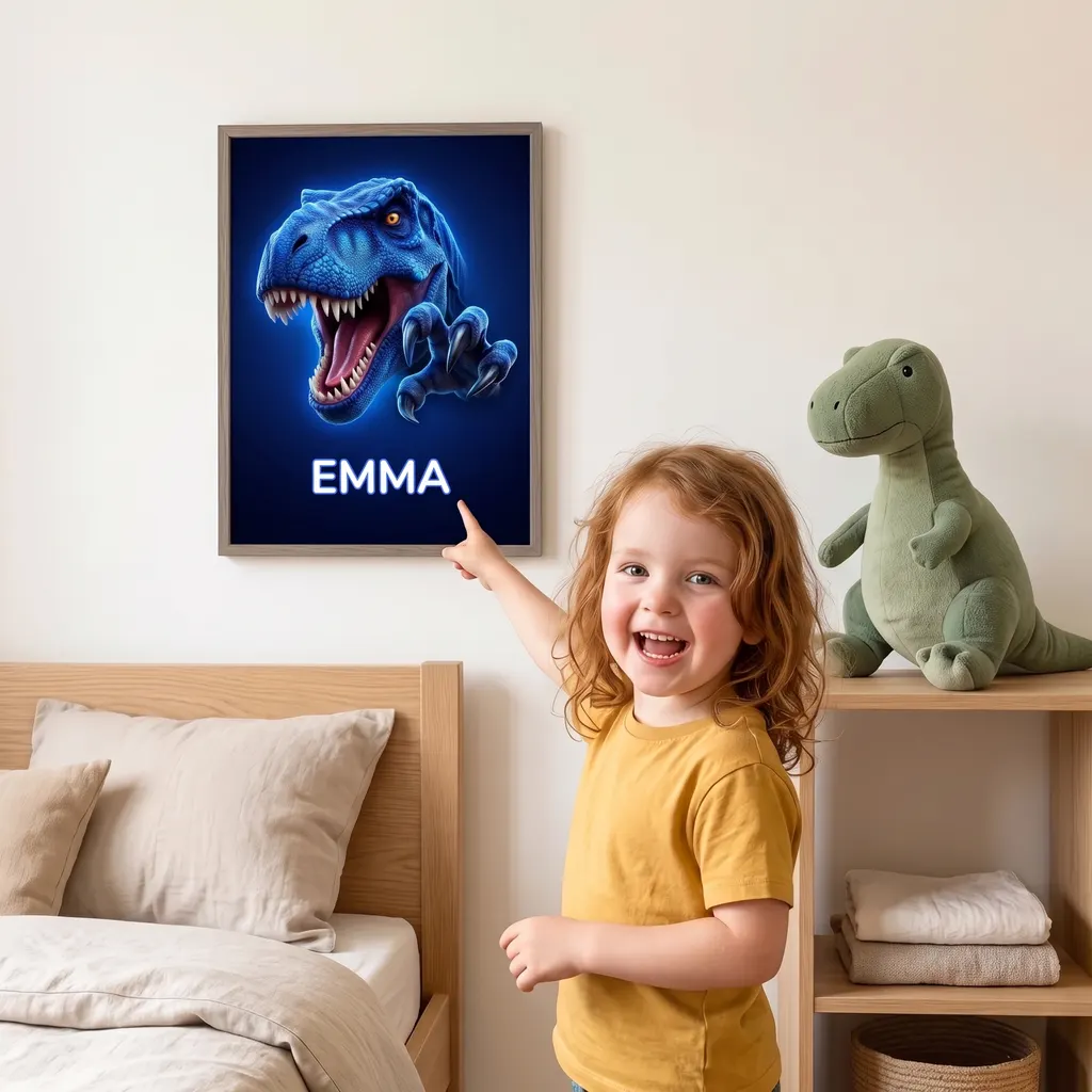 Personalisiertes Poster - Blauer T-Rex, Bild 2 von 7
