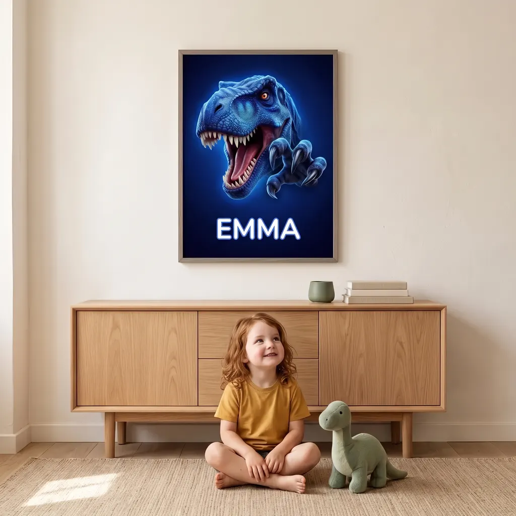 Personalisiertes Poster - Blauer T-Rex, Bild 3 von 7