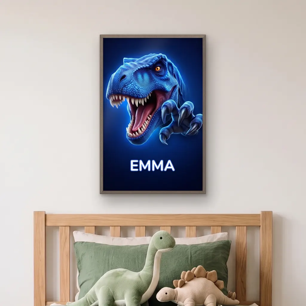 Personalisiertes Poster - Blauer T-Rex, Bild 4 von 7