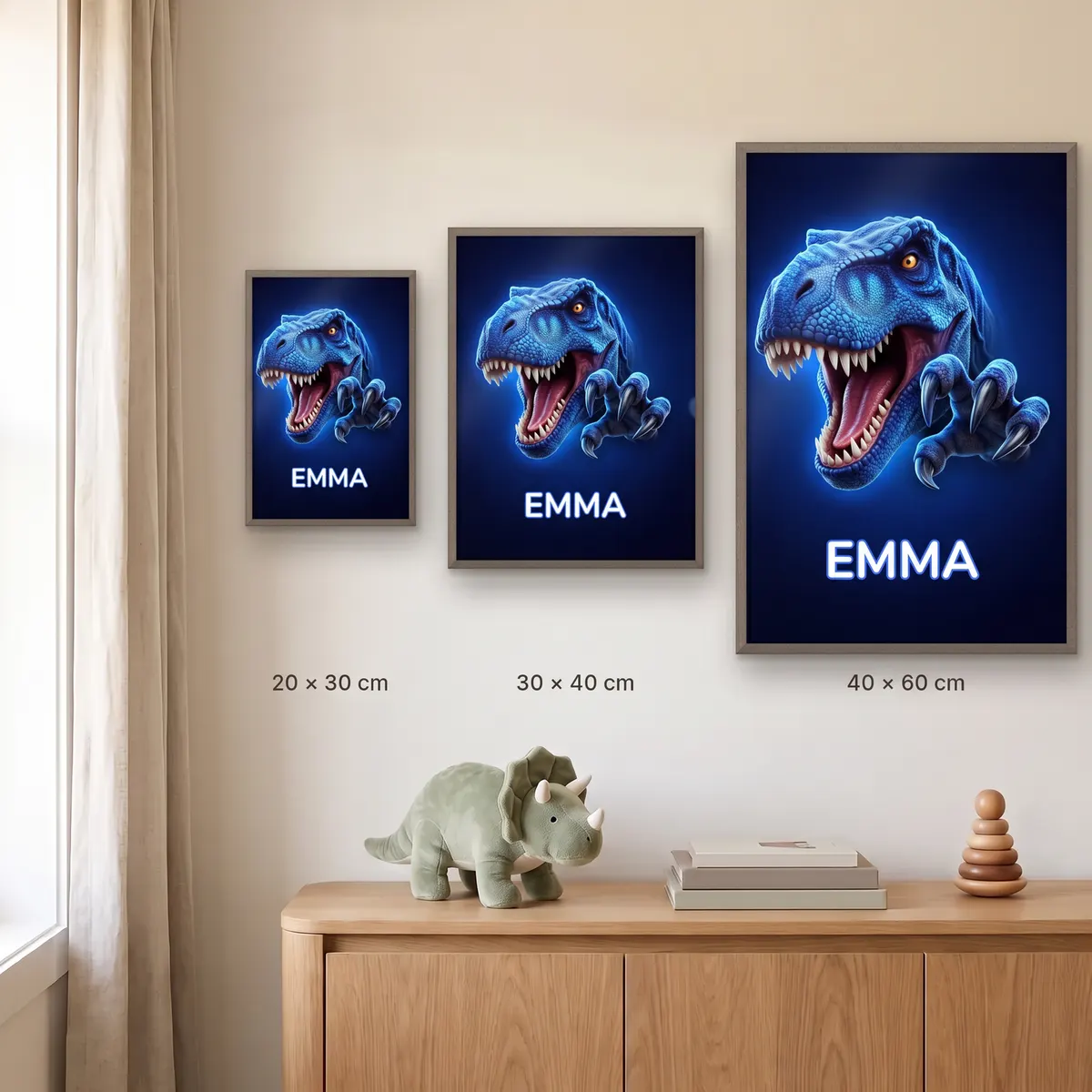 Personalisiertes Poster - Blauer T-Rex, Bild 5 von 7