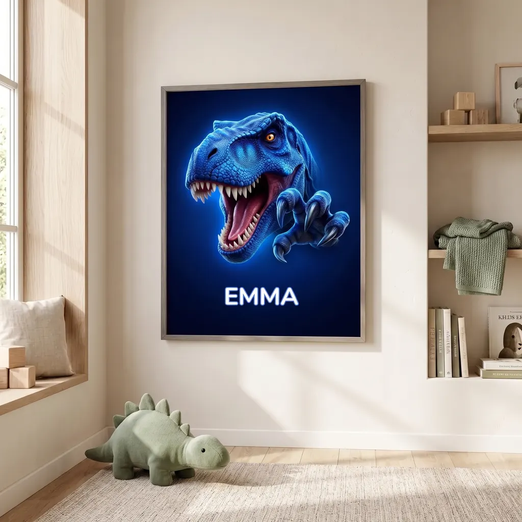 Personalisiertes Poster - Blauer T-Rex, Bild 6 von 7